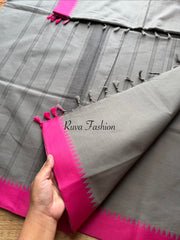 RF11 Grey Shade Soft Kanchi Cotton Saree with small thread border - RF11