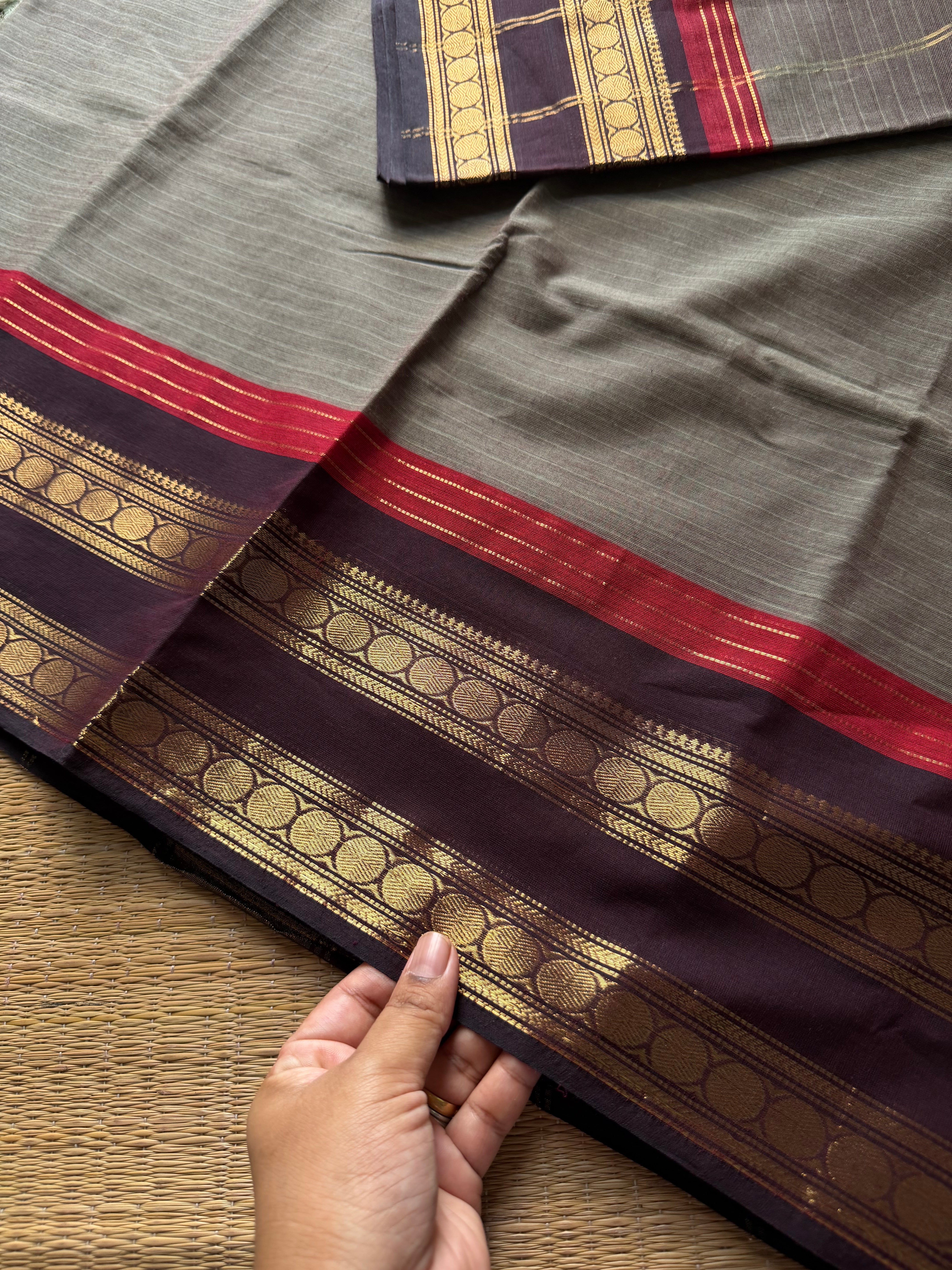 RF1417 Dual tone grey Kanchi cotton saree