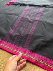 RF360 Soft Kanchi Cotton small thread border saree with handmade thread buttas