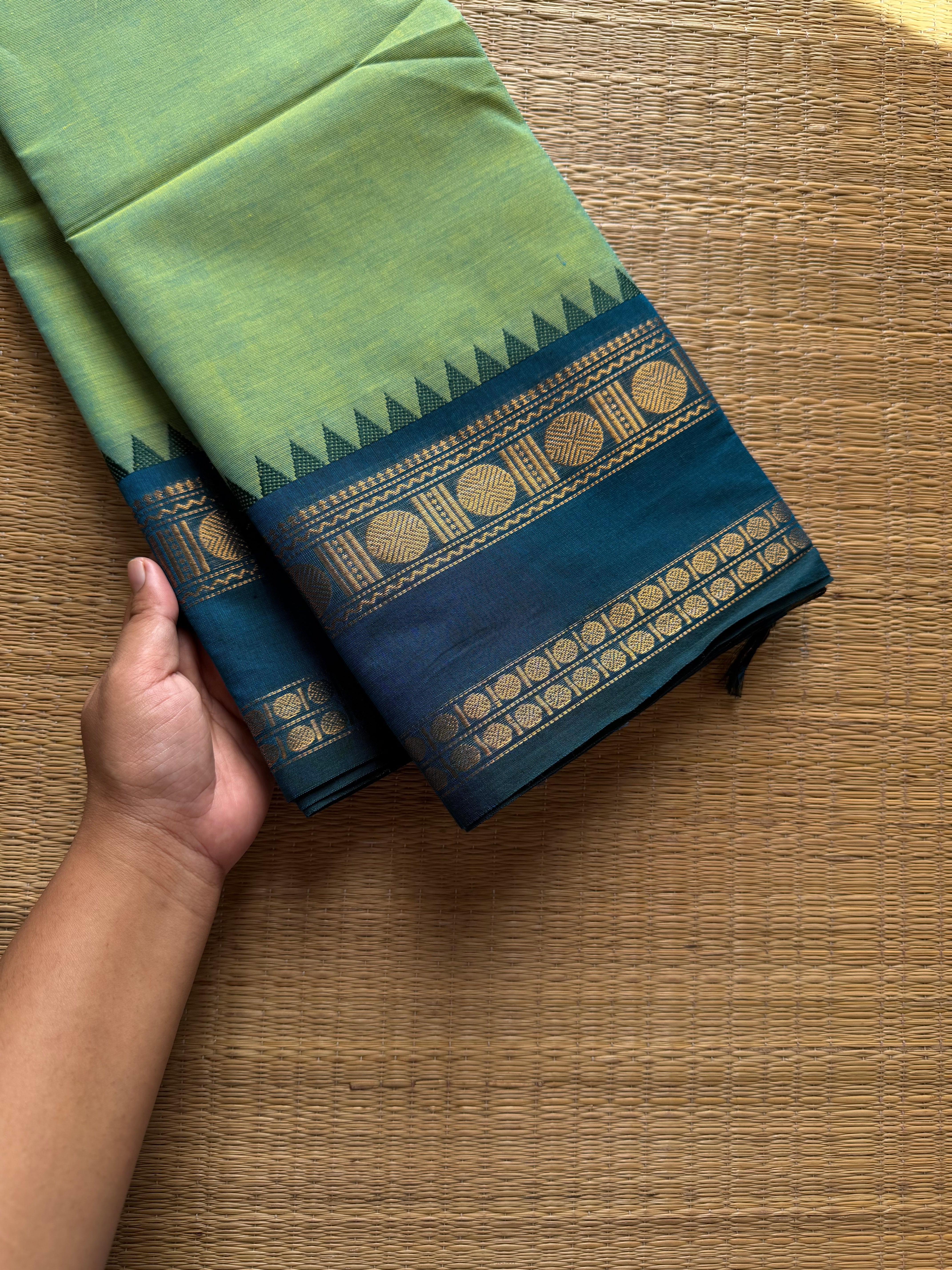 RF1116 Apple green shade Kanchi cotton saree