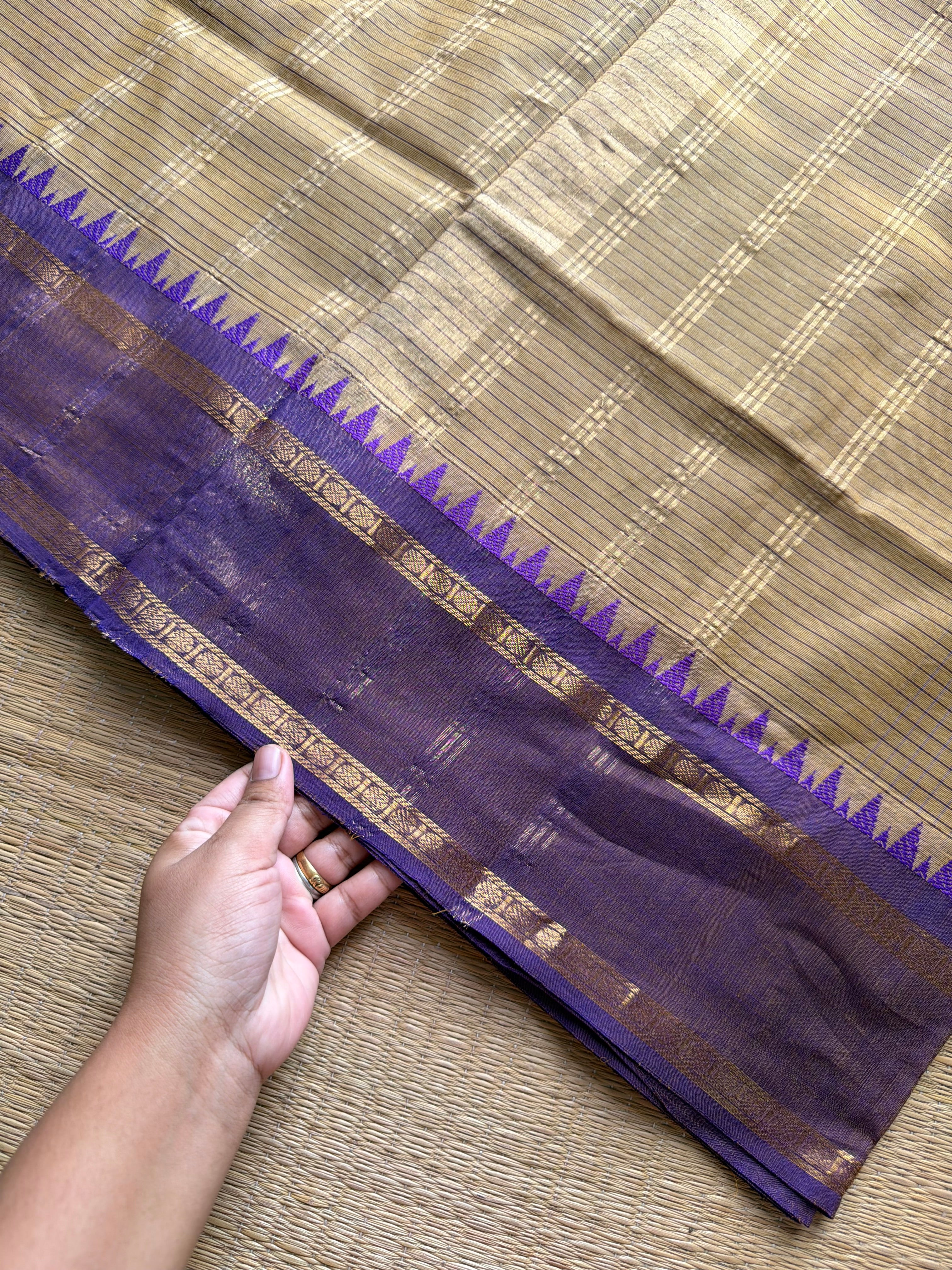 RF1056 Beige shade ~ Vintage Kattam Kanchi Cotton Saree