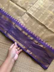 RF1056 Beige shade ~ Vintage Kattam Kanchi Cotton Saree