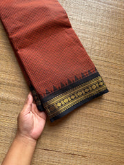 RF1070 Rust orange with black combination vintage Podikattam Kanchi cotton saree