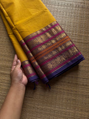 RF971 Mustard yellow shade Kanchi cotton saree with Varisaipet border