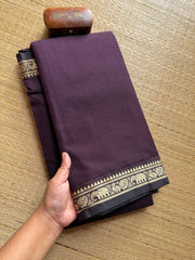 RF313 Dual tone Brown shade Mercerised Narayanpet Cotton Saree With Small Annam and elephant pattern border