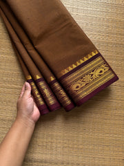 RF809 Honey shade with brown combination Kanchi cotton saree