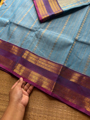 RF1358 Rich Pallu Kanchi cotton saree ~ Pastel blue