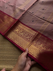 RF912 Onion pink ~ Kanchi cotton saree with handmade thread buttas