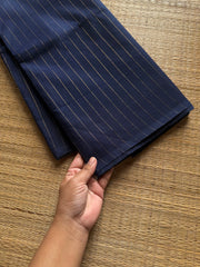 RF1216 Navy blue ~ Borderless soft Kanchi cotton saree with vaira Oosi pattern