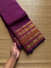 RF835 Purple shade Kanchi cotton saree ~  Varisaipet border