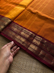 RF965 Orange shade Kanchi saree with maroon border