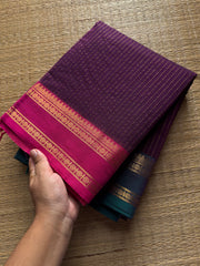 RF351 Deep Purple shade Vairaoosi with Ganga Jamuna border Kanchi cotton saree