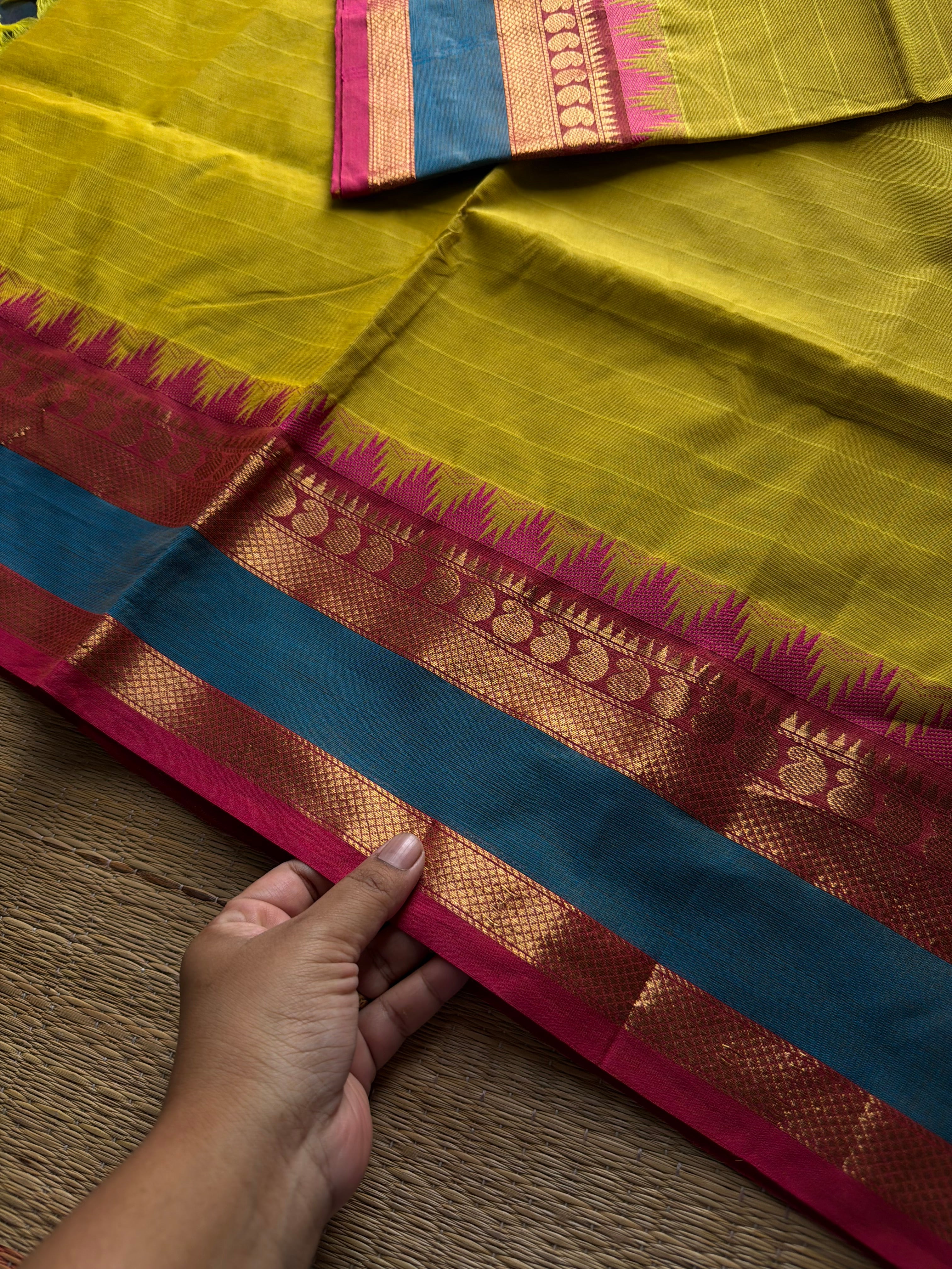 RF968 Yellow shade Kanchi cotton saree