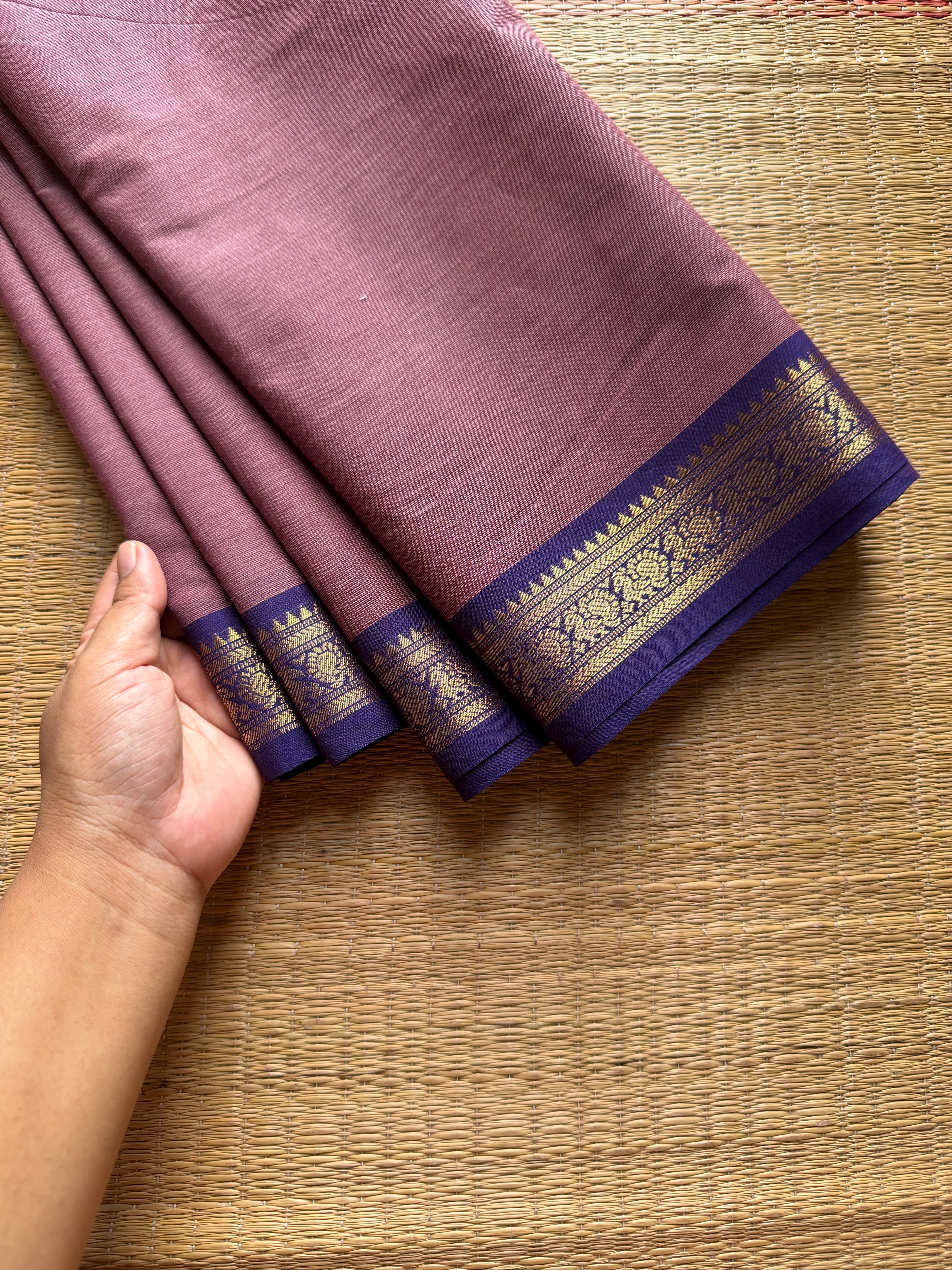 RF997 Pastel pink shade ~ Small border Kanchi cotton saree