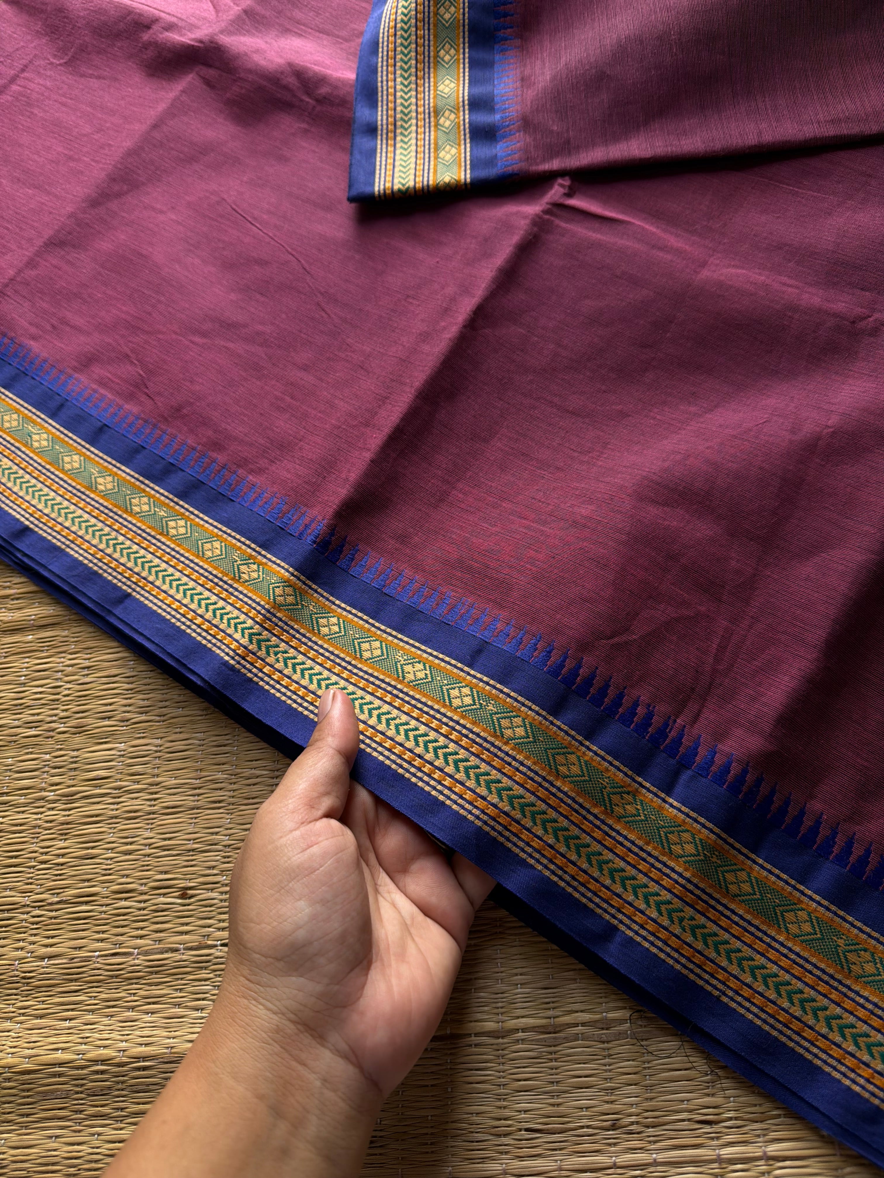RF967 Dual tone magenta pink ~ Thread border Kanchi Cotton Saree