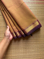 RF989 Dual tone mustard & olive mixed shade ~ Small border Kanchi cotton saree