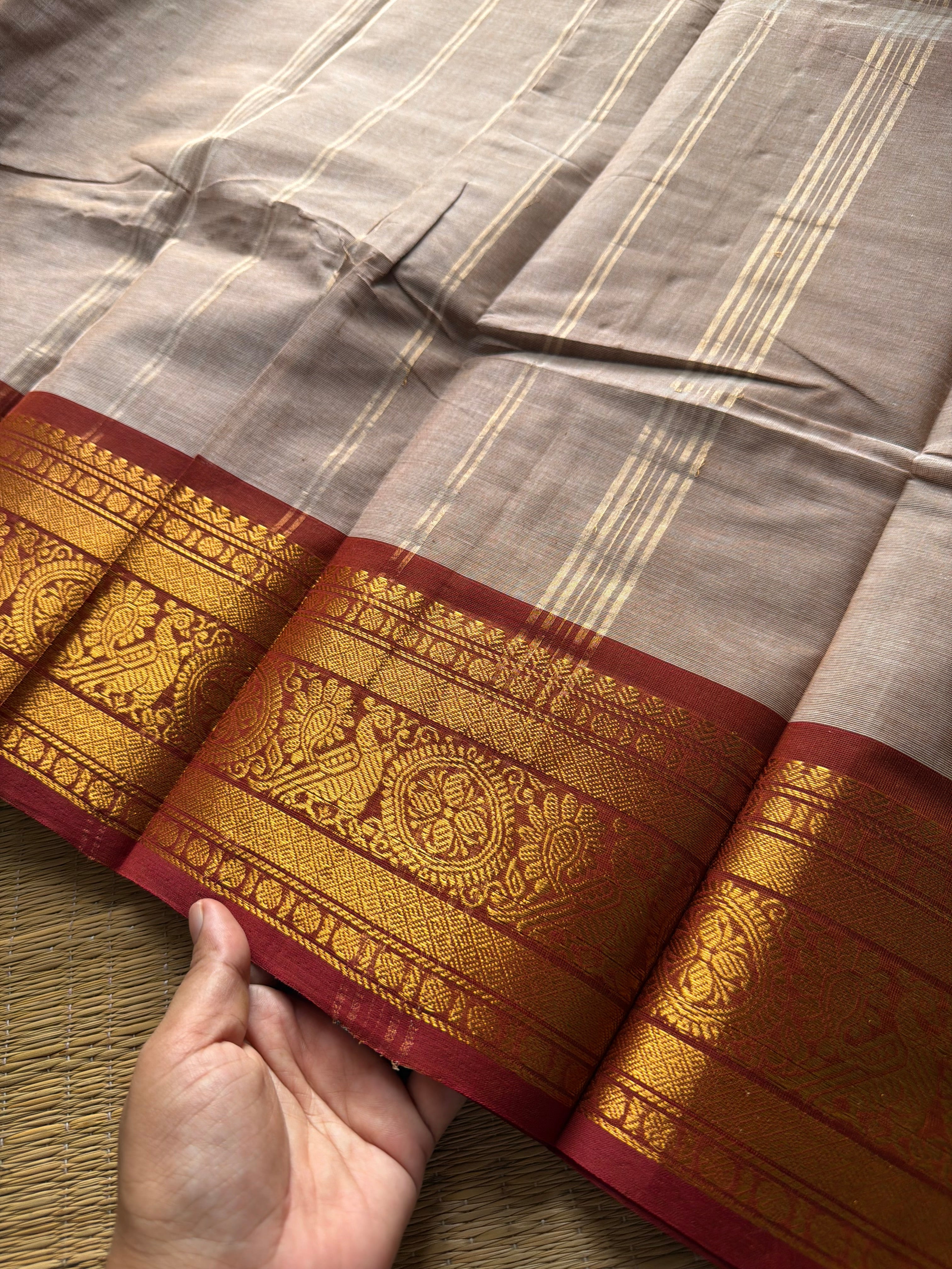 RF737 Beige shade Kanchi cotton saree ~ Silk Saree Inspired