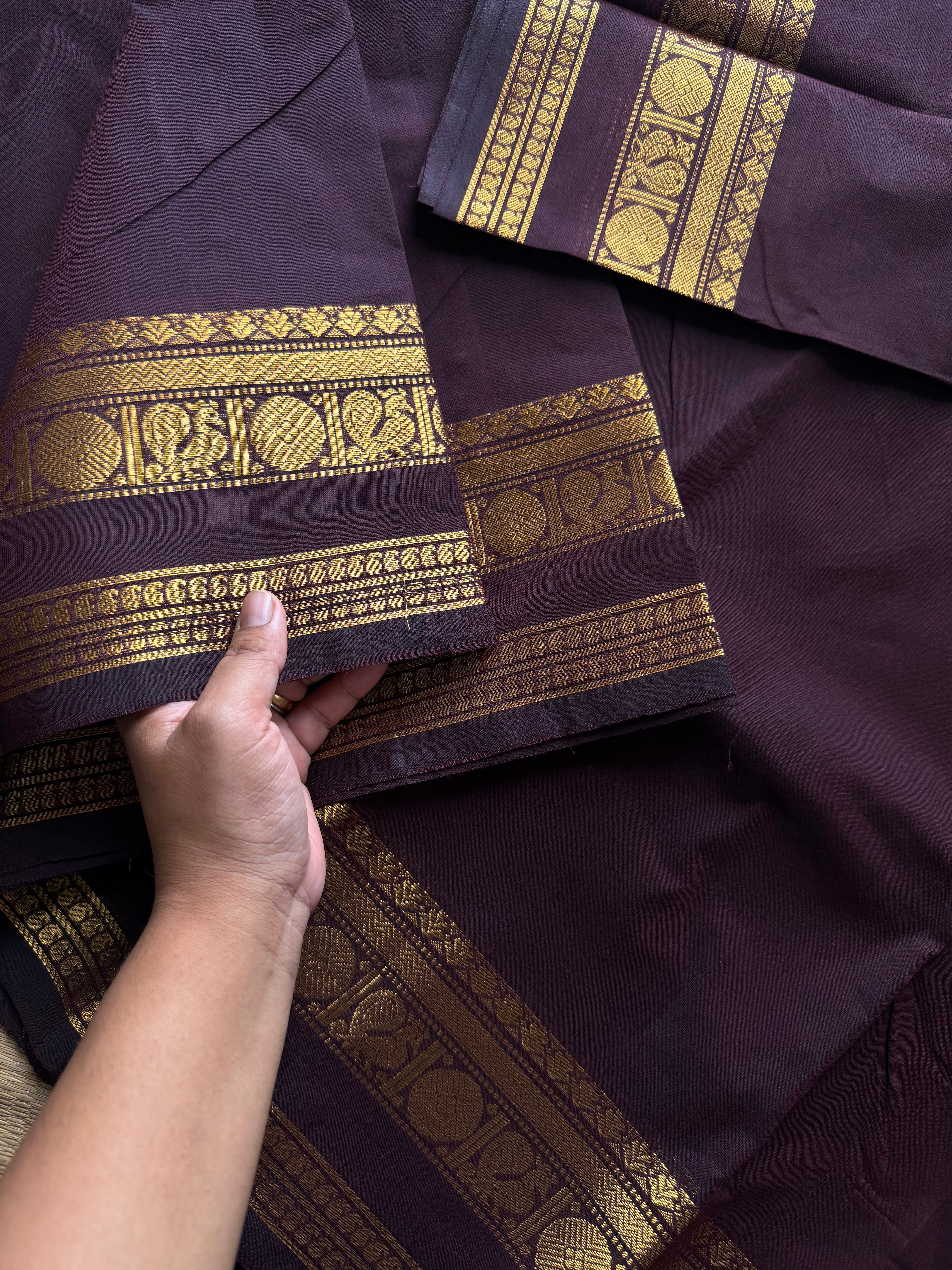 RF1152 Monotone coffee brown Kanchi cotton saree