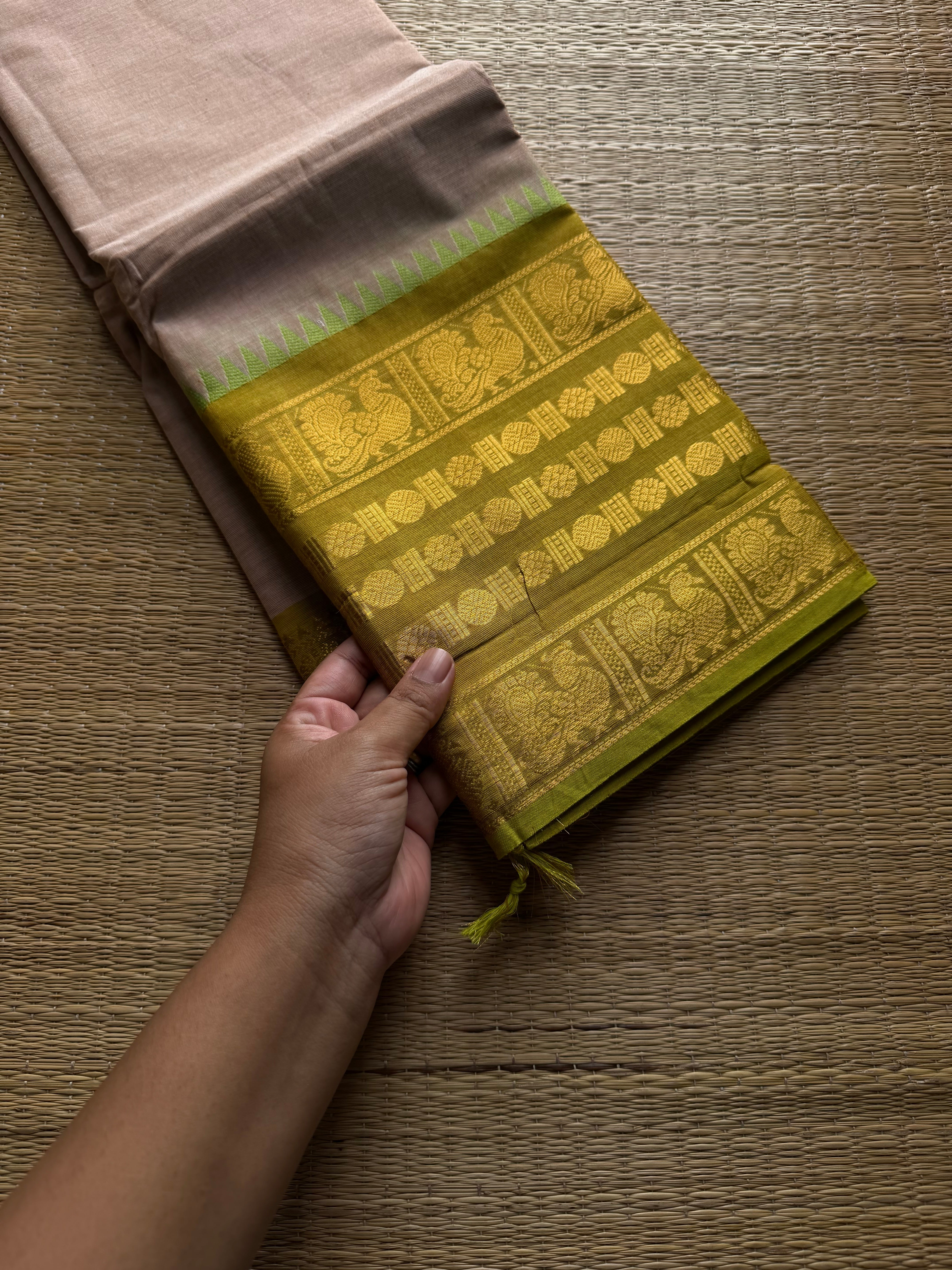 RF940 Beige shade Kanchi cotton saree ~ Silk saree inspired