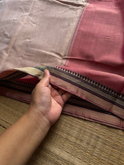 RF976 Baby pink shade Mercerised soft Narayanpet cotton saree with small contrast thread border