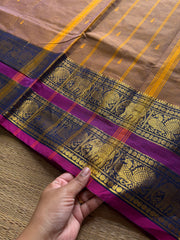 RF1332 Dual tone beige ~ Kanchi cotton Rettapet border saree