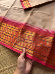 RF514 Cream with pink shade Kanchi cotton saree