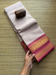 Cream with pink 1000 butta/ Lakshadeepam Kanchi cotton saree