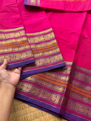RF141 Deep pink shade Kanchi cotton saree with purple shade varisaipet border