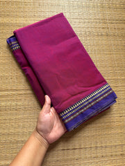 RF455 Magenta pink shade Mercerised Narayanpet cotton saree with small contrast thread border