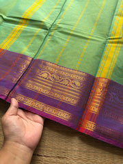 RF764 Dual tone Apple green shade Kanchi cotton saree