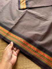 RF999 Grey ~ Small thread border Kanchi cotton saree