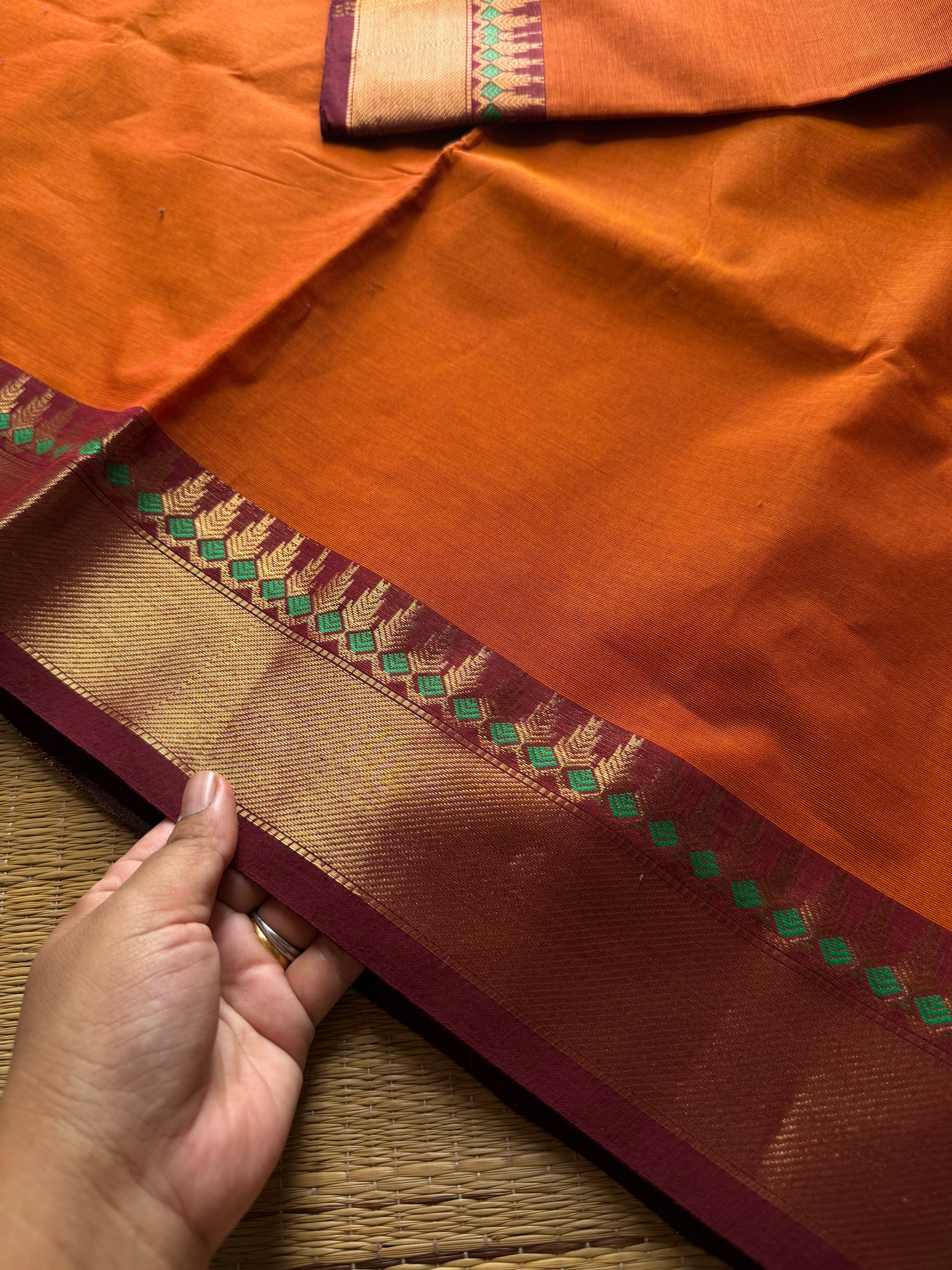 Orange shade Kanchi cotton saree ~ Silk Saree Inspired