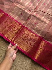 RF1197 Light Onion pink shade Kanchi cotton saree with handmade thread buttas