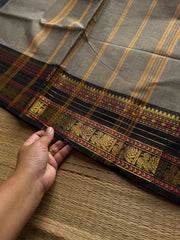 RF937 Grey with black ~ Silk saree inspired Kanchi cotton saree