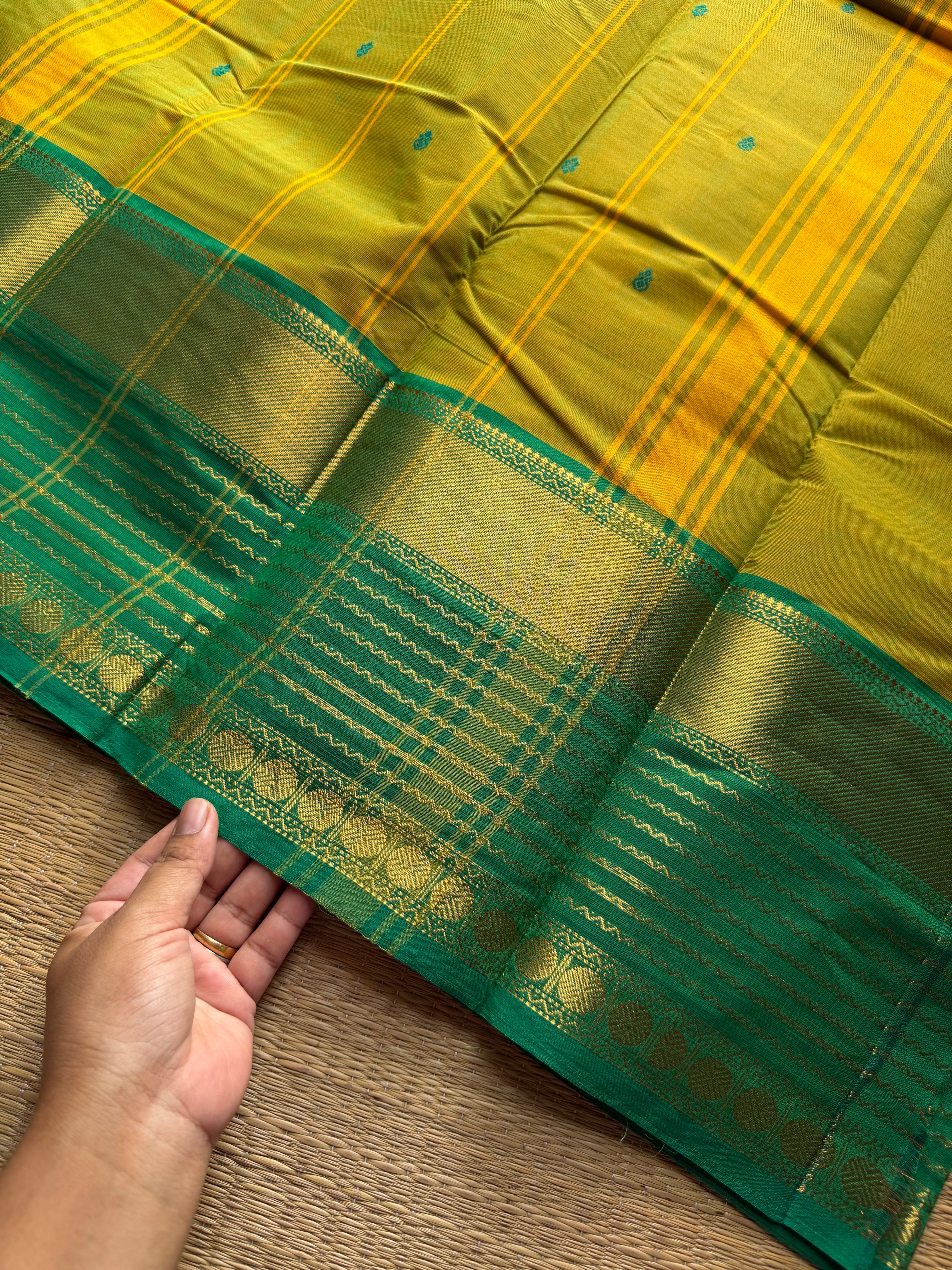 RF1004 Dual shade green ~ Kanchi cotton saree