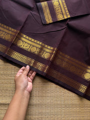RF1152 Monotone coffee brown Kanchi cotton saree