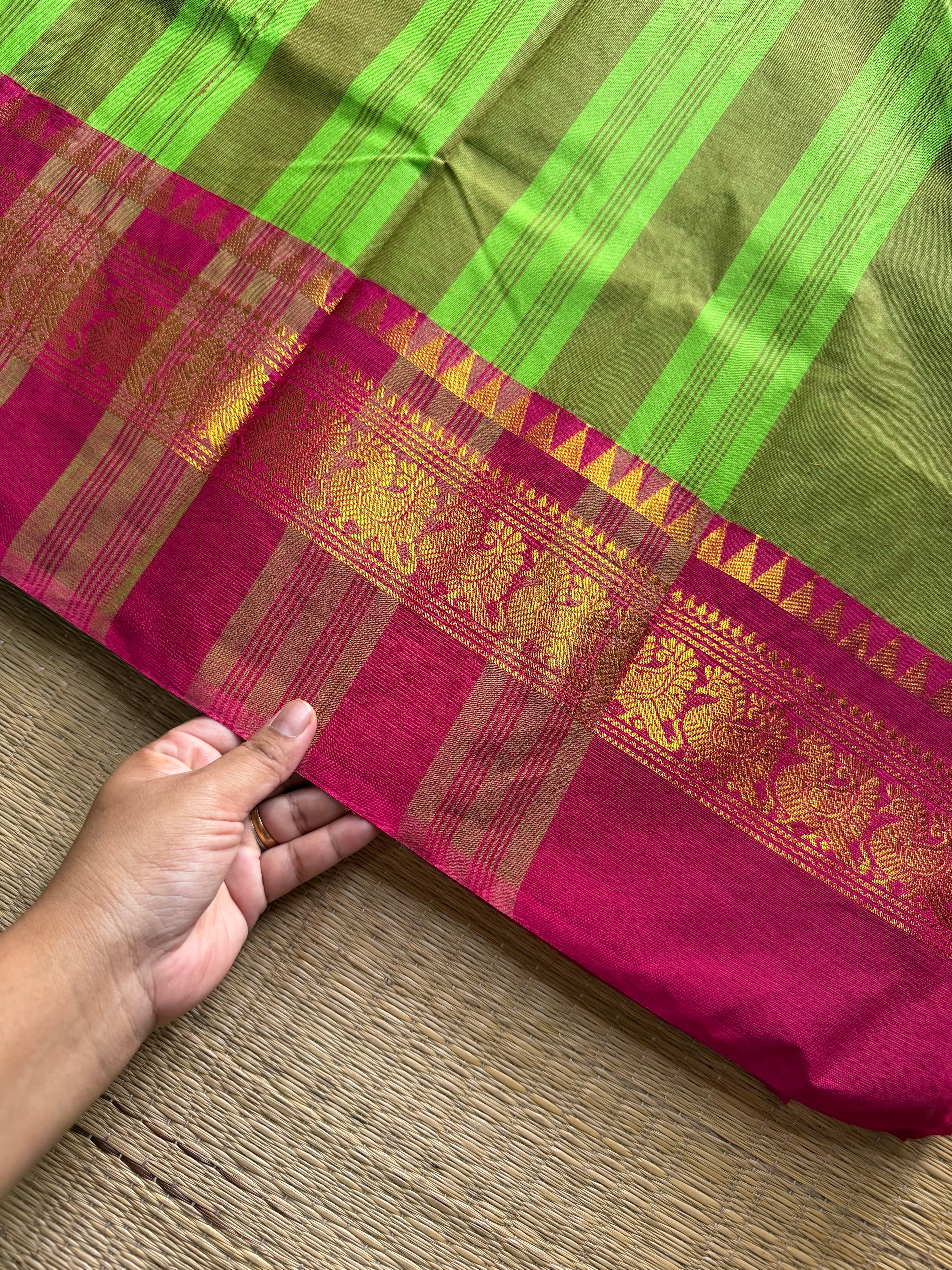 RF1144 Parrot green shade Kanchi cotton saree
