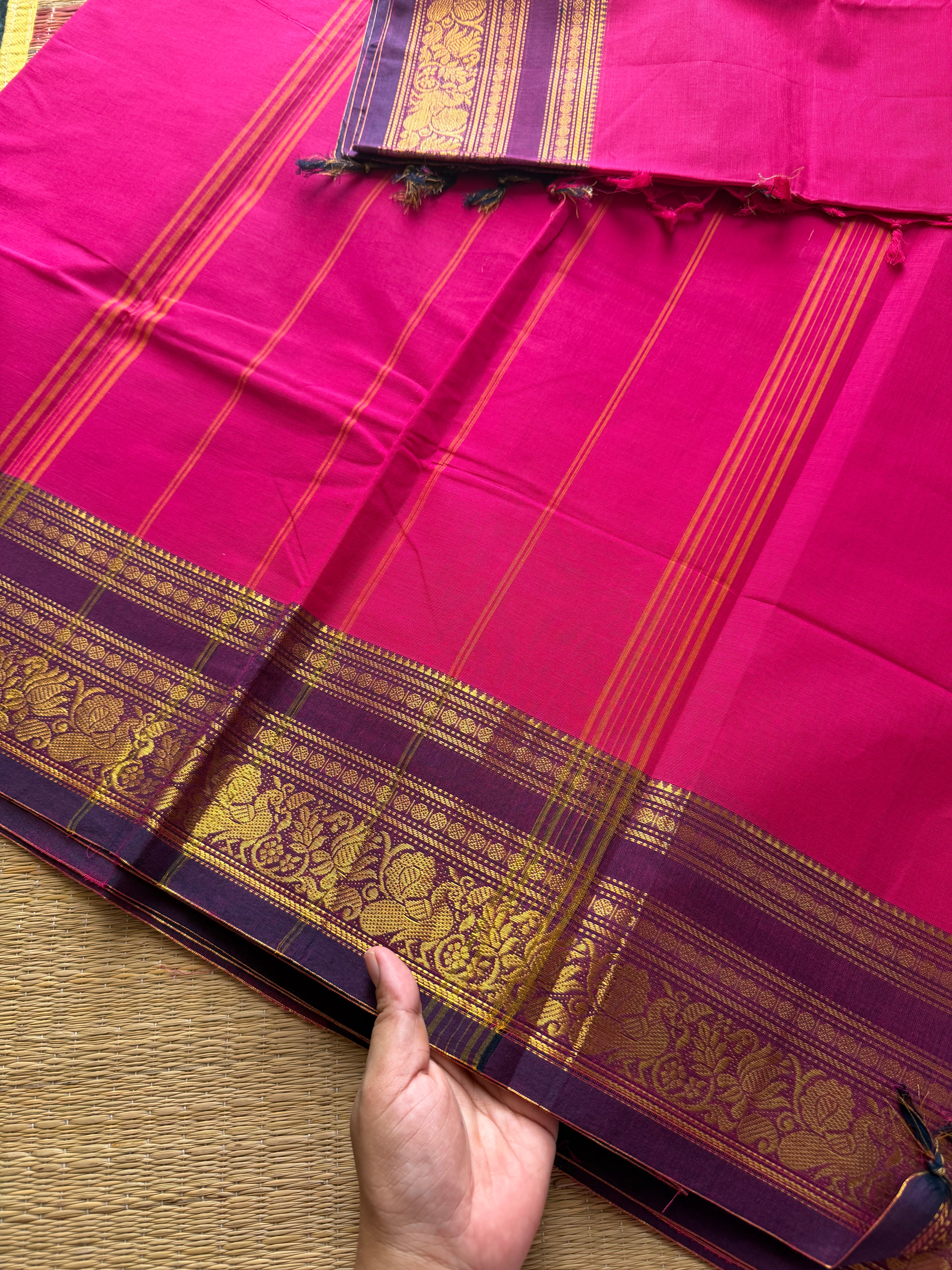 RF424 Magenta Pink shade Kanchi cotton saree