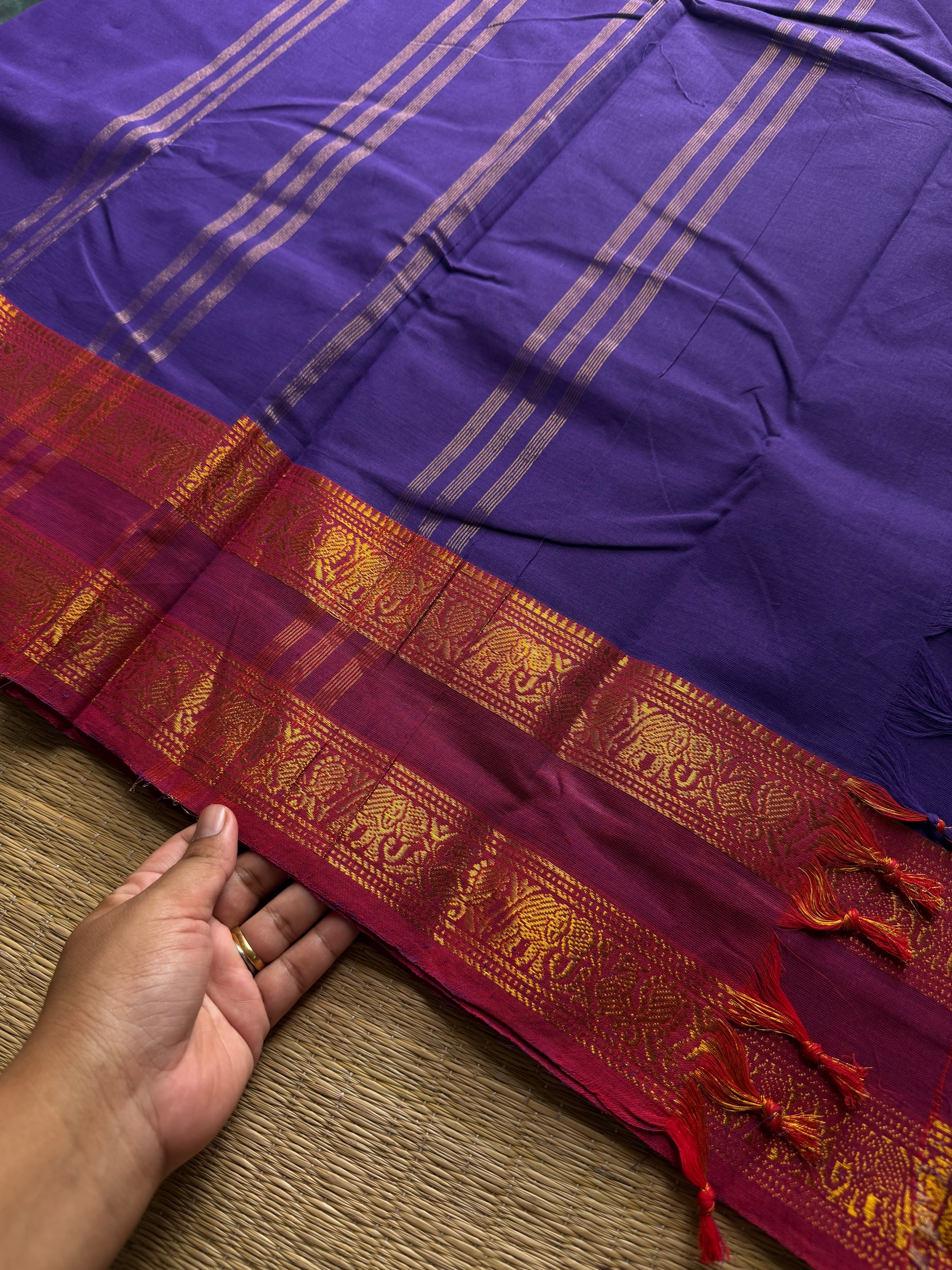 RF924 Purple & blue mixed shade ~ Silk saree inspired Kanchi cotton saree