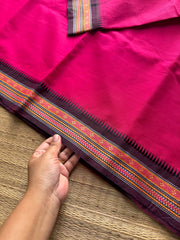 RF959 Pink ~ Thread border Kanchi cotton saree
