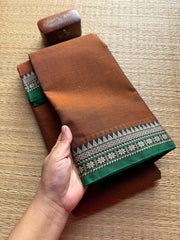 Honey Shade Mercerised Narayanpet Cotton Saree With Small Contrast Border