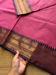 RF708 Pink shade  ~ Medium Size Border Kanchi Cotton Saree