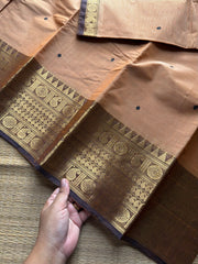 RF1013 Beige shade ~ Kanchi cotton saree with handmade thread buttas