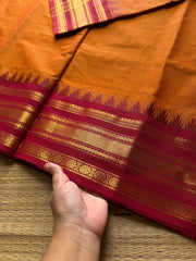 RF682 Thazhampoo border Kanchi cotton saree ~ Orange