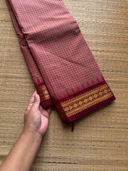 RF716 Onion pink with maroon Podikattam Kanchi cotton saree with small border