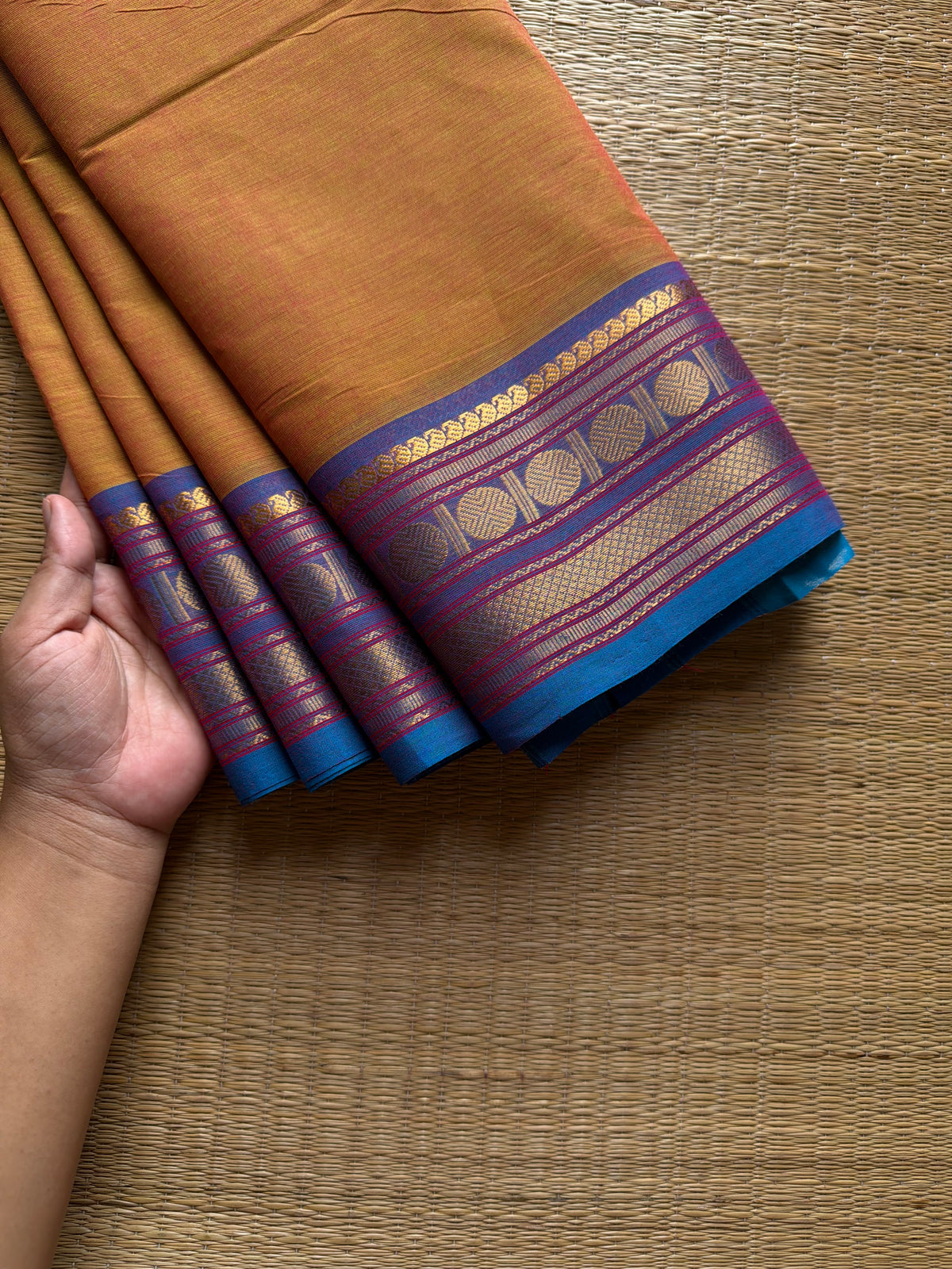 RF1101 Dual tone yellow Kanchi cotton saree