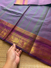 RF427 Dual tone Kanchi cotton saree with floral pattern Zari border