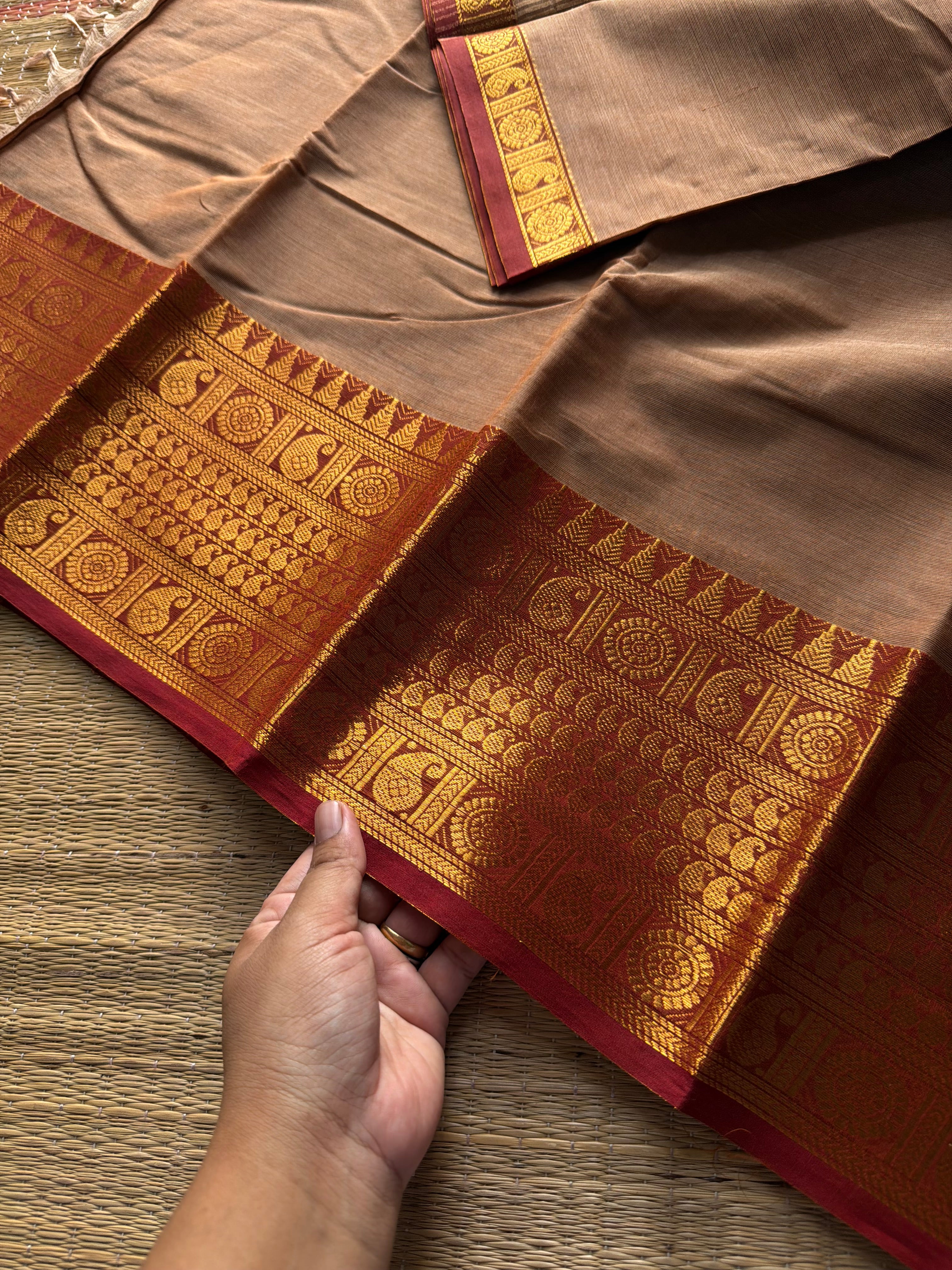 RF960 Beige shade Kanchi cotton saree