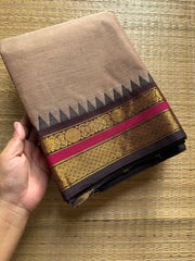 RF286 Biscuit shade Kanchi cotton saree with small Zari border