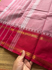 Baby pink with with reddish pink combination vintage border Podikattam Kanchi cotton saree